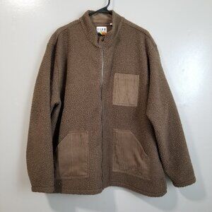 ROWM Men’s XXL Sherpa Full Zip Long Sleeve Sweater Jacket Brown